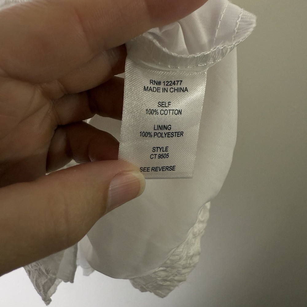 White Cotton Eyelet Racerback Tank Top Size Medium NWT Napean Sea Rd - Picture 7 of 8